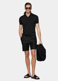 Black Drawstring Ames Shorts 9 Black Drawstring Ames Shorts -Suit Supply B1805 103