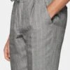 Light Grey Striped Drawstring Ames Pants