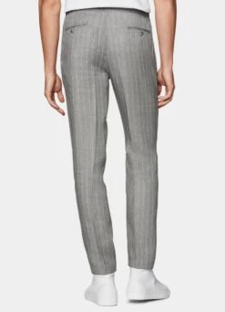 Light Grey Striped Drawstring Ames Pants 11 Light Grey Striped Drawstring Ames Pants -Suit Supply B1819 105