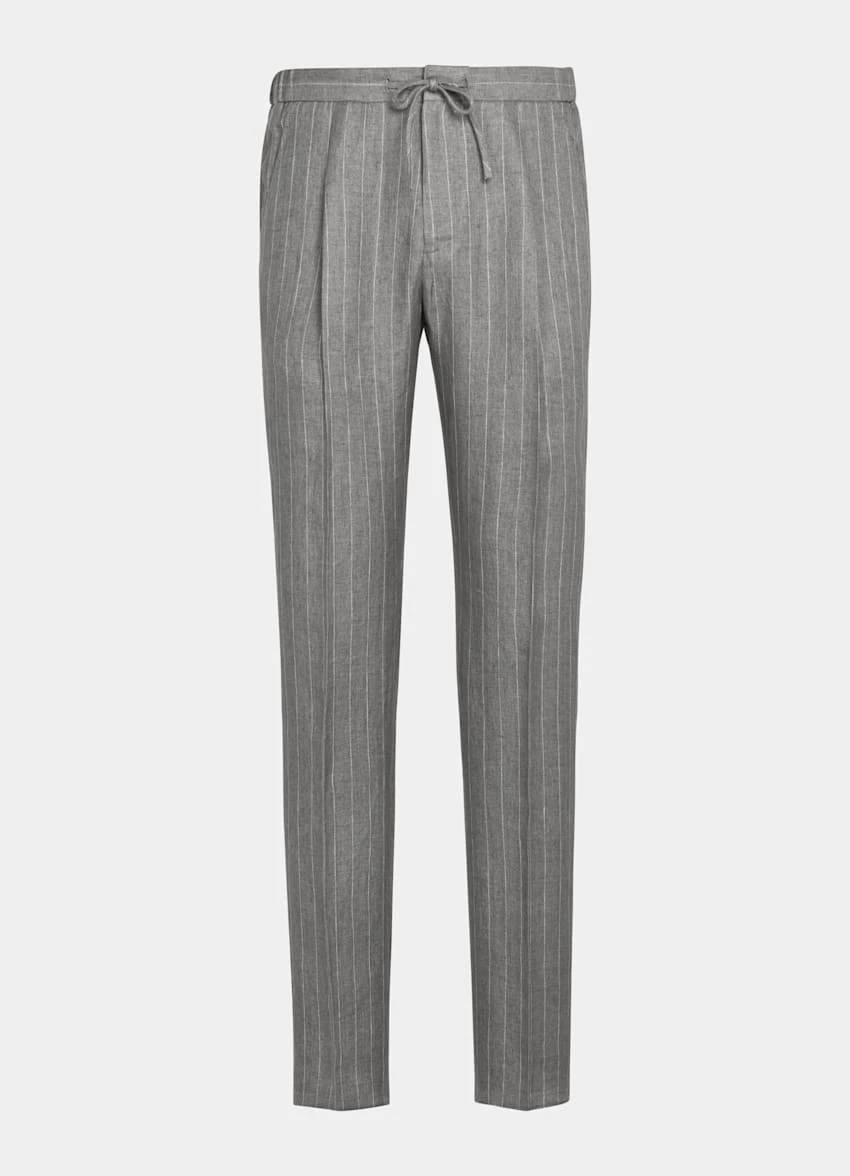 Light Grey Striped Drawstring Ames Pants 7 Light Grey Striped Drawstring Ames Pants - Image 7