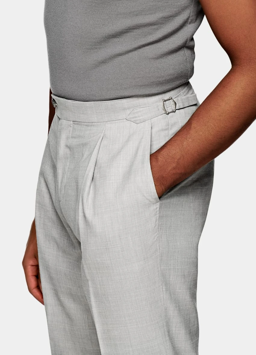 Light Grey Pleated Duca Pants 1 Light Grey Pleated Duca Pants