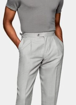 Light Grey Pleated Duca Pants 9 Light Grey Pleated Duca Pants -Suit Supply B1853 103