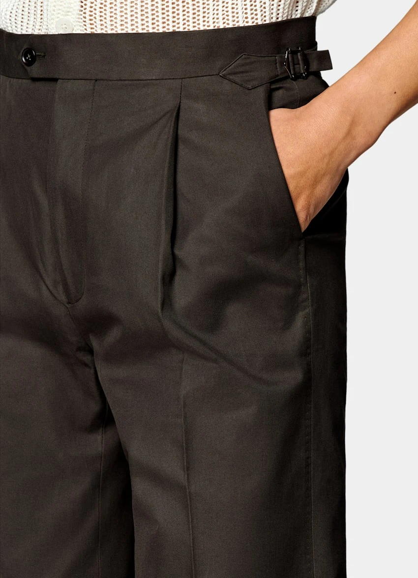 Dark Brown Pleated Duca Pants 1 Dark Brown Pleated Duca Pants