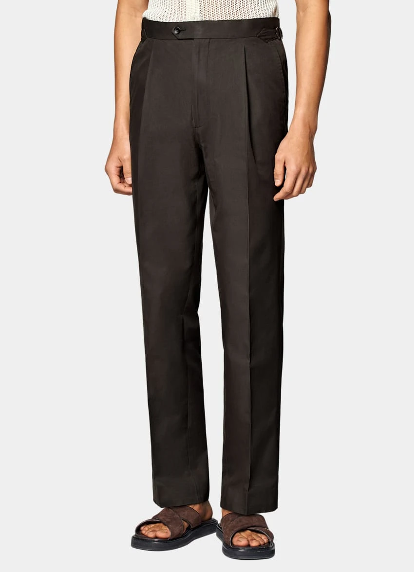 Dark Brown Pleated Duca Pants 2 Dark Brown Pleated Duca Pants - Image 2
