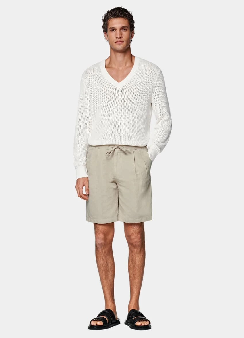 Sand Pleated Aveiro Shorts 3 Sand Pleated Aveiro Shorts - Image 3