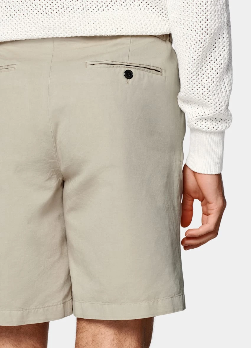 Sand Pleated Aveiro Shorts 4 Sand Pleated Aveiro Shorts - Image 4