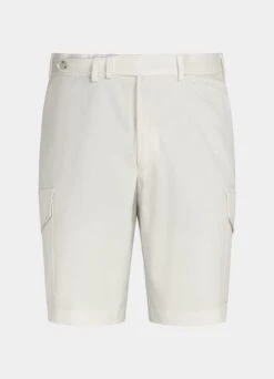 White Herringbone Blake Cargo Shorts -Suit Supply B1930 28