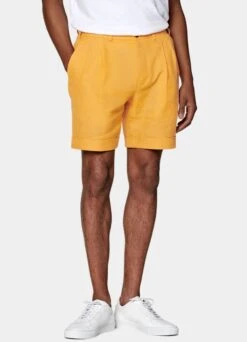 Yellow Pleated Bosa Shorts -Suit Supply B2002 102