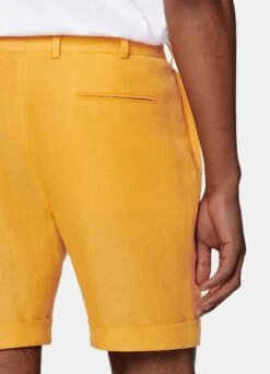 Yellow Pleated Bosa Shorts -Suit Supply B2002 104