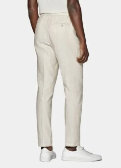 Sand Striped Drawstring Ames Pants 12 Sand Striped Drawstring Ames Pants -Suit Supply B2906 105