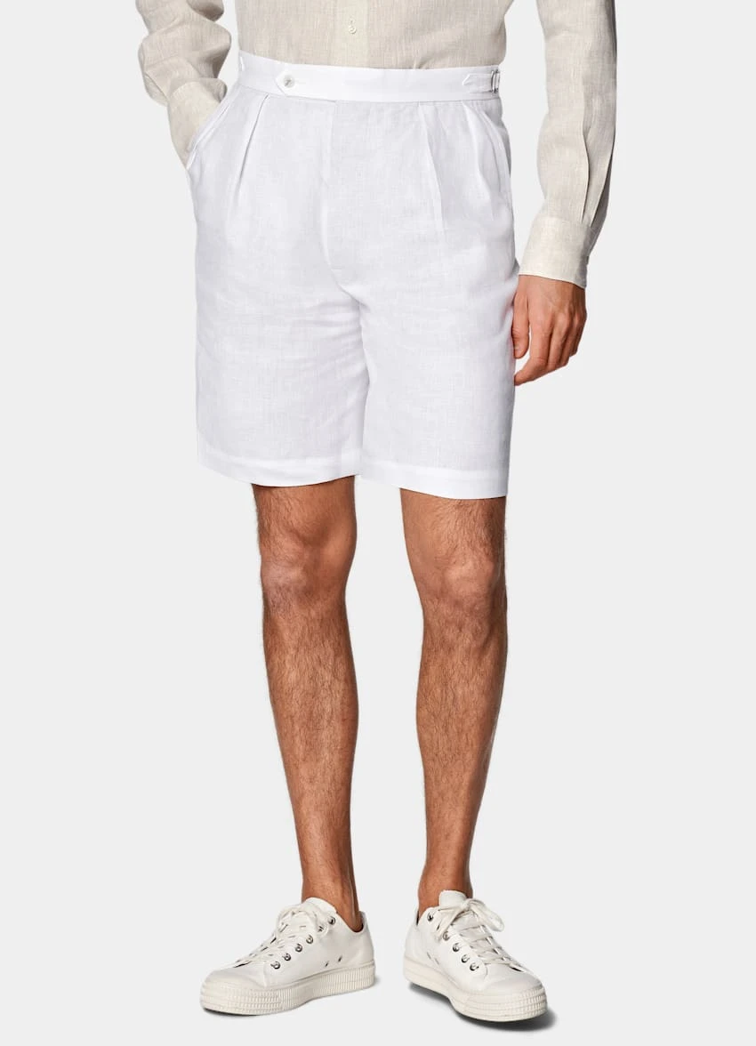 White Pleated Mira Shorts 2 White Pleated Mira Shorts - Image 2