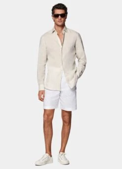 White Pleated Mira Shorts 9 White Pleated Mira Shorts -Suit Supply B2914 103