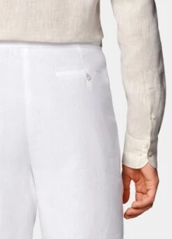 White Pleated Mira Shorts 10 White Pleated Mira Shorts -Suit Supply B2914 104