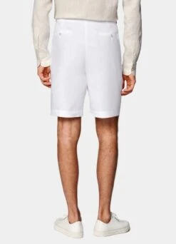 White Pleated Mira Shorts 11 White Pleated Mira Shorts -Suit Supply B2914 105