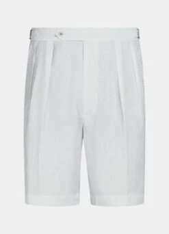 White Pleated Mira Shorts 13 White Pleated Mira Shorts -Suit Supply B2914 28