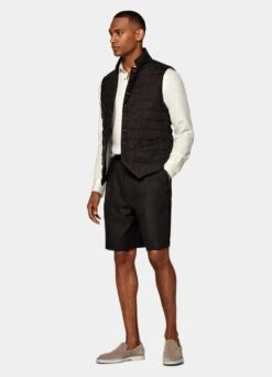 Dark Brown Pleated Mira Shorts 9 Dark Brown Pleated Mira Shorts -Suit Supply B2915 123