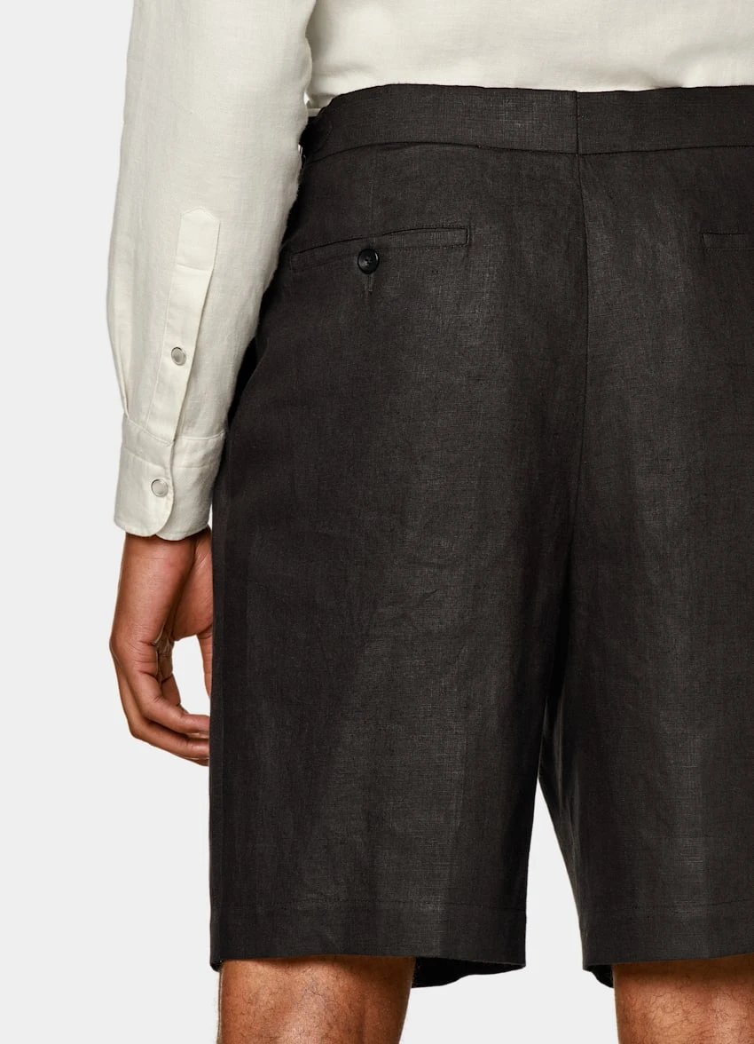 Dark Brown Pleated Mira Shorts 4 Dark Brown Pleated Mira Shorts - Image 4