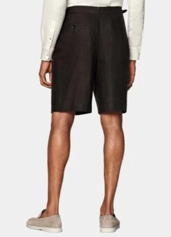 Dark Brown Pleated Mira Shorts 11 Dark Brown Pleated Mira Shorts -Suit Supply B2915 125