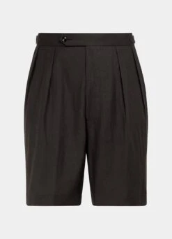 Dark Brown Pleated Mira Shorts 13 Dark Brown Pleated Mira Shorts -Suit Supply B2915 28