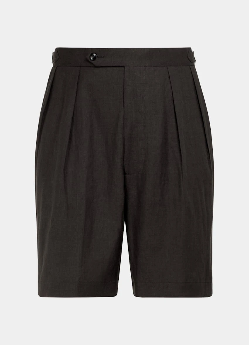 Dark Brown Pleated Mira Shorts 7 Dark Brown Pleated Mira Shorts - Image 7