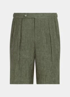 Dark Green Pleated Mira Shorts 13 Dark Green Pleated Mira Shorts -Suit Supply B2917 28