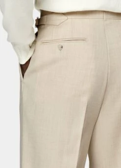 Sand Pleated Duca Pants -Suit Supply B3000 104