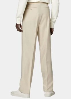 Sand Pleated Duca Pants -Suit Supply B3000 105