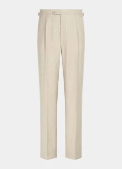 Sand Pleated Duca Pants -Suit Supply B3000 28