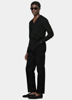 Black Pleated Mira Pants -Suit Supply B3004 103