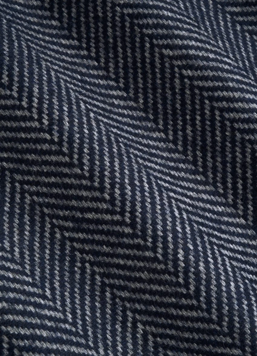 Navy Herringbone Pleated Duca Pants 6 Navy Herringbone Pleated Duca Pants - Image 6