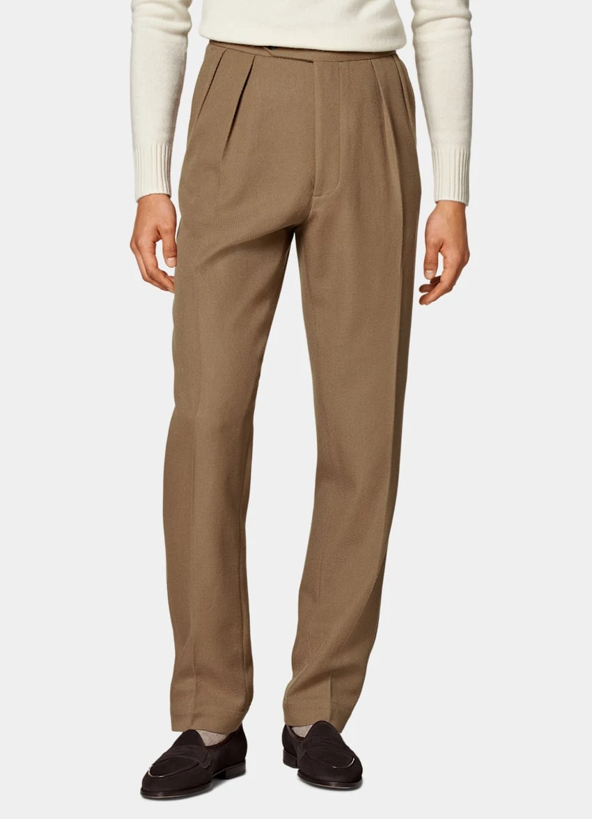 Mid Brown Pleated Mira Pants 2 Mid Brown Pleated Mira Pants - Image 2