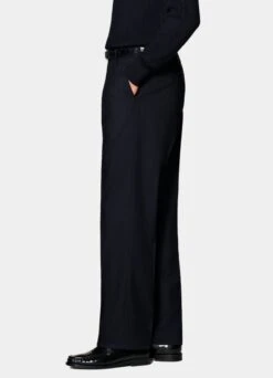 Navy Pleated Duca Pants 10 Navy Pleated Duca Pants -Suit Supply B3009 104