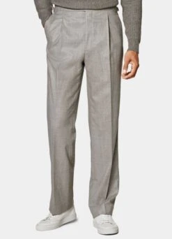 Taupe Pleated Duca Pants