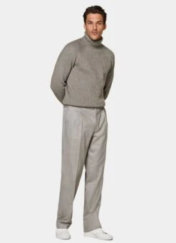 Taupe Pleated Duca Pants -Suit Supply B3014 103