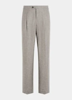 Taupe Pleated Duca Pants -Suit Supply B3014 28
