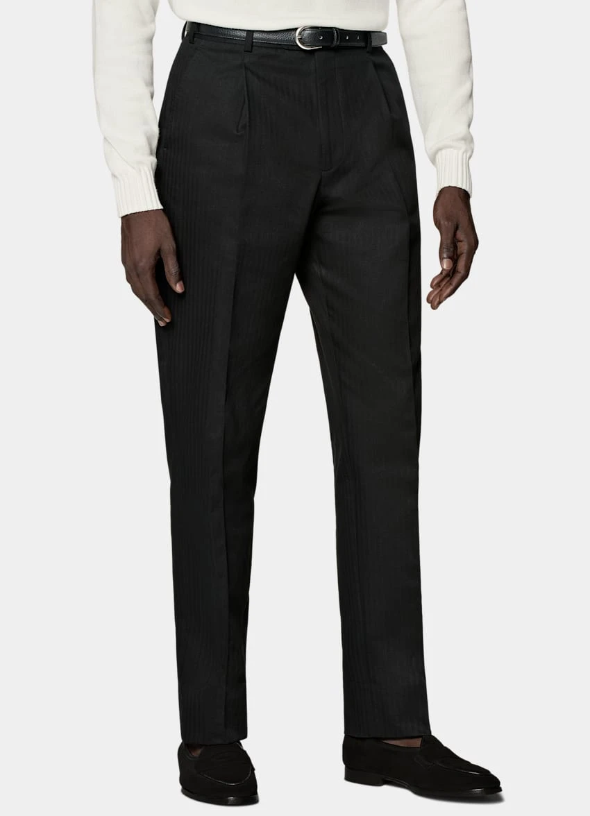 Black Herringbone Firenze Pants 2 Black Herringbone Firenze Pants - Image 2