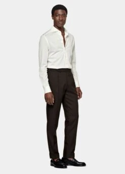 Dark Brown Pleated Vigo Pants -Suit Supply B6639 103