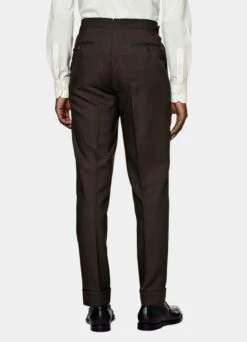 Dark Brown Pleated Vigo Pants -Suit Supply B6639 105