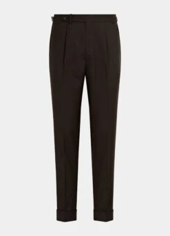 Dark Brown Pleated Vigo Pants -Suit Supply B6639 28