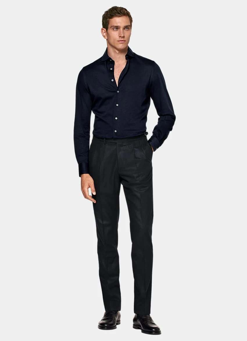 Navy Pleated Braddon Pants 3 Navy Pleated Braddon Pants - Image 3