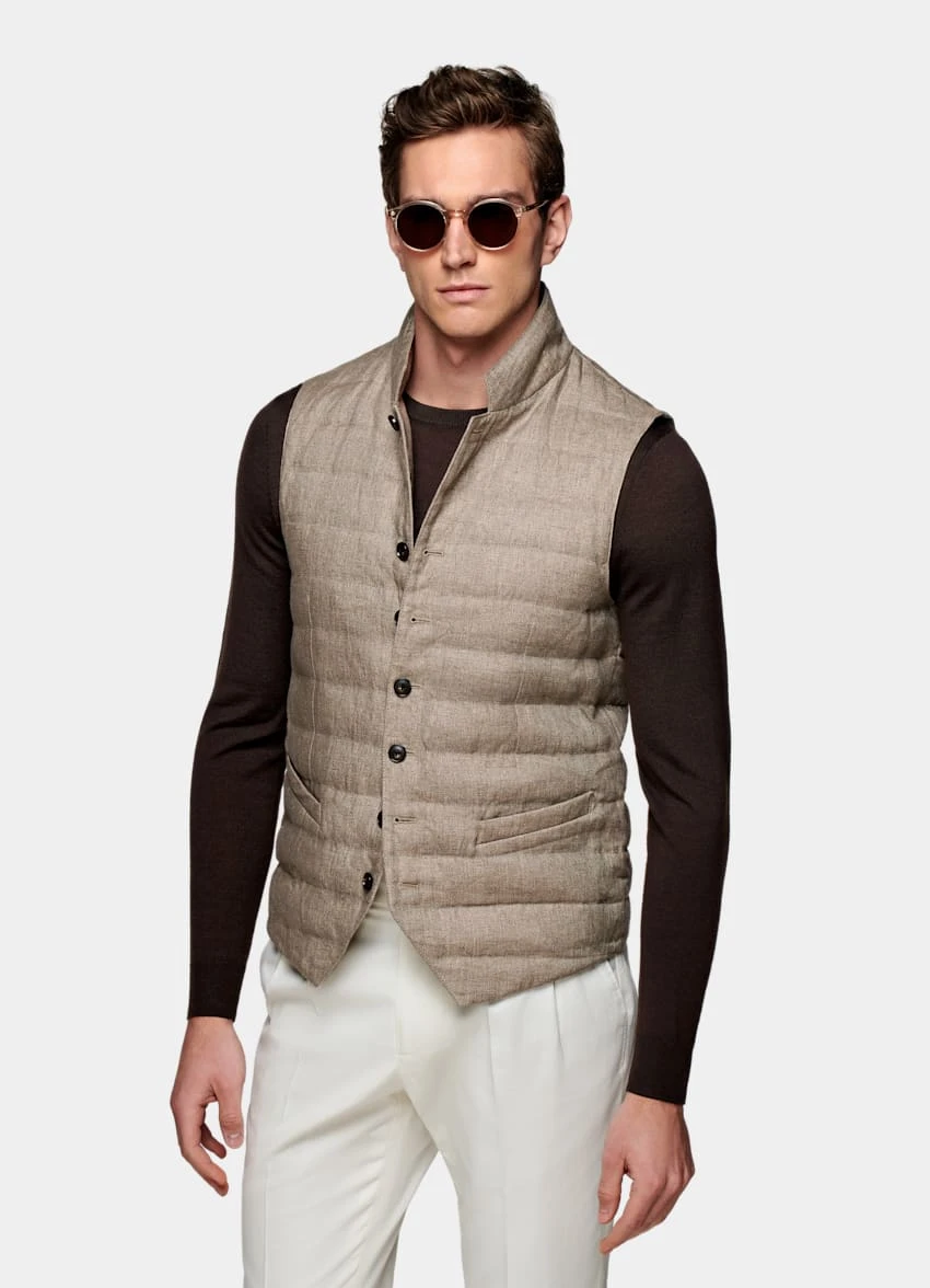 Light Brown Down Vest 2 Light Brown Down Vest - Image 2