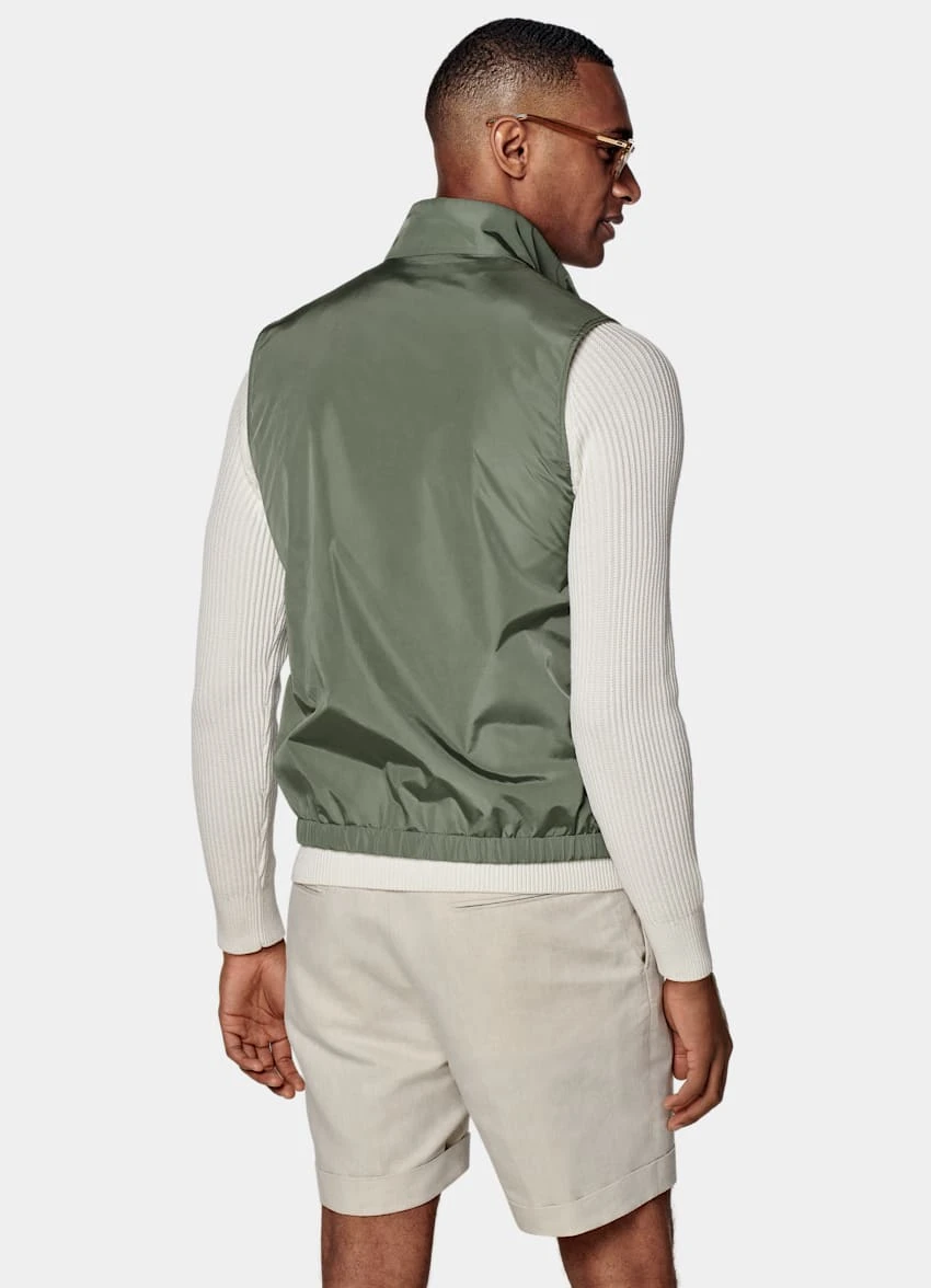Mid Green & Sand Reversible Vest 5 Mid Green & Sand Reversible Vest - Image 5