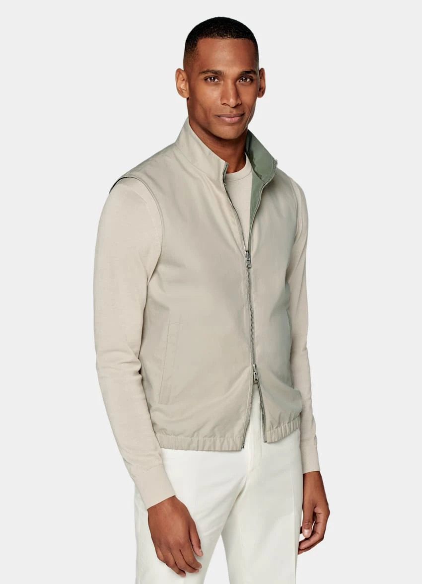 Mid Green & Sand Reversible Vest 7 Mid Green & Sand Reversible Vest - Image 7