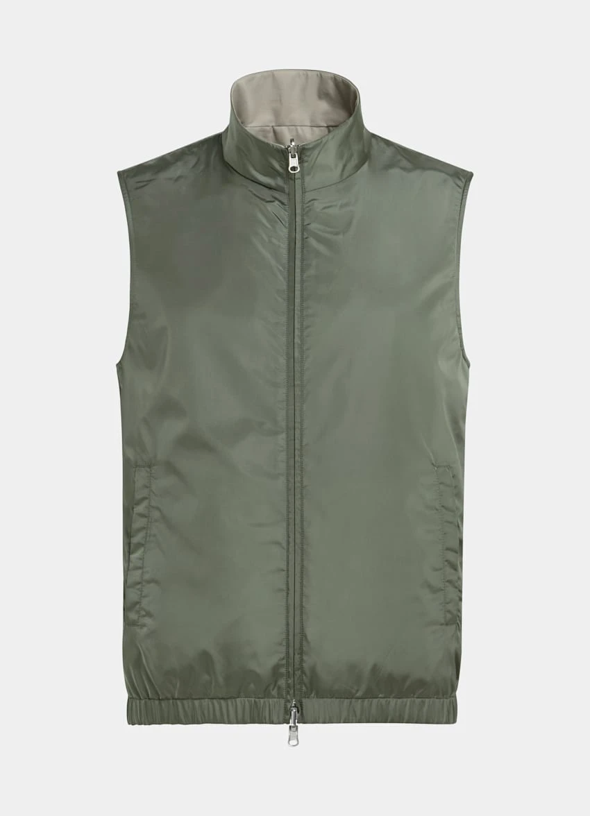 Mid Green & Sand Reversible Vest 9 Mid Green & Sand Reversible Vest - Image 9