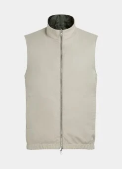 Mid Green & Sand Reversible Vest 21 Mid Green & Sand Reversible Vest -Suit Supply BW302 27