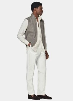 Taupe & Off-White Reversible Vest -Suit Supply BW303 104
