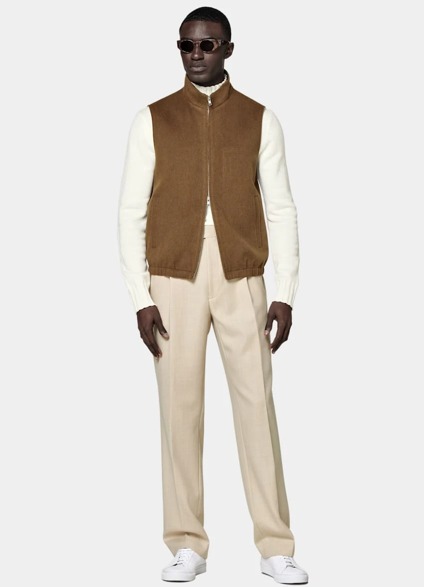 Mid Brown Zip Vest 4 Mid Brown Zip Vest - Image 4