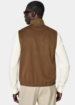 Mid Brown Zip Vest 12 Mid Brown Zip Vest -Suit Supply BW304 105
