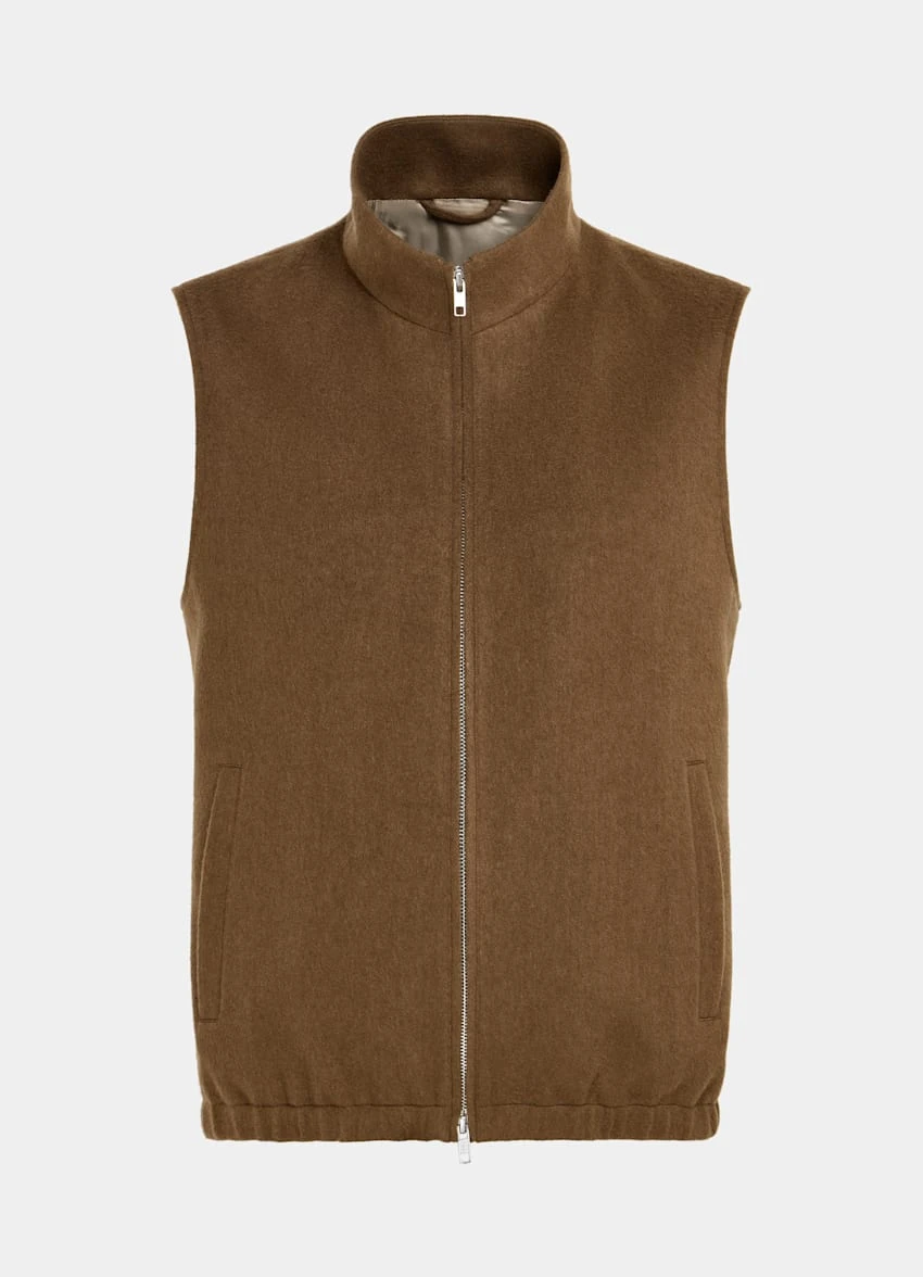 Mid Brown Zip Vest 7 Mid Brown Zip Vest - Image 7