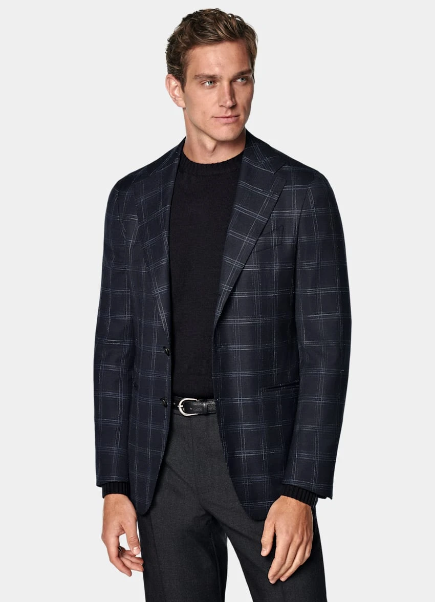 Navy Checked Havana Blazer 2 Navy Checked Havana Blazer - Image 2